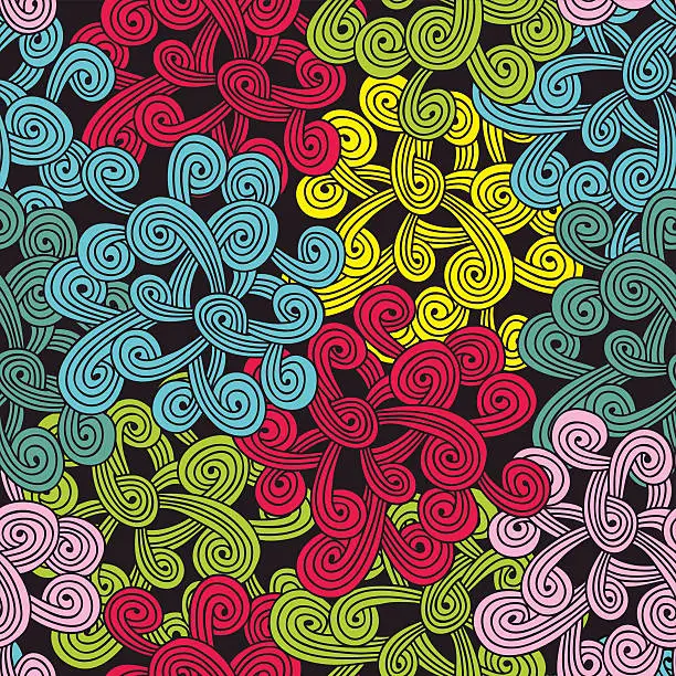 Vector illustration of Colorful seamless pattern with abstract design elements.