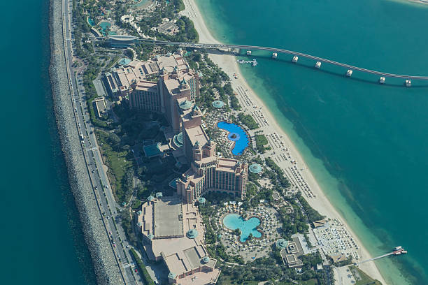 Dubai skyline, view over Jumeira Palm and Dubai business district