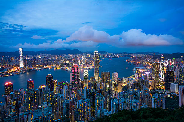 istock Hong Kong Building at night - View from condo 539026146