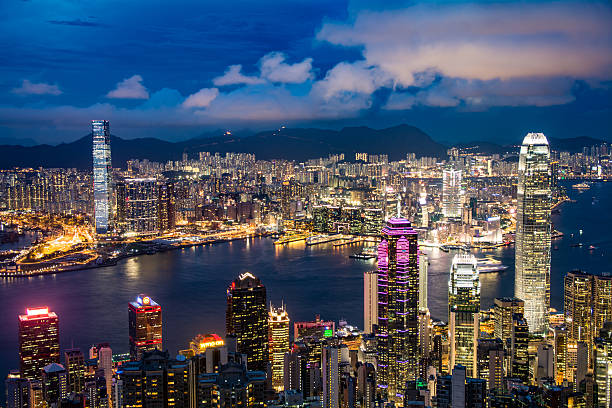 istock Hong Kong Building at night - View from condo 539026230