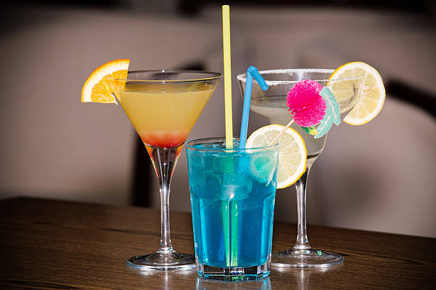 Three cocktails on a table
