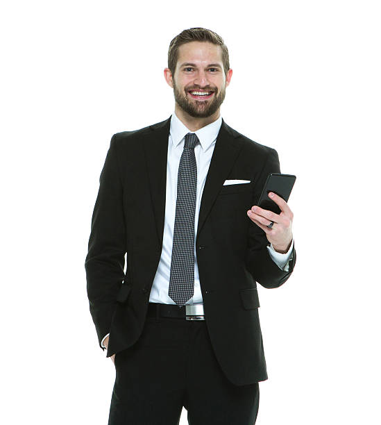 istock Cheerful businessman using phone 539026860