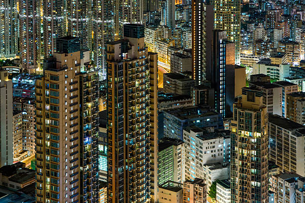 istock Hong Kong Building at night - View from condo 539027770