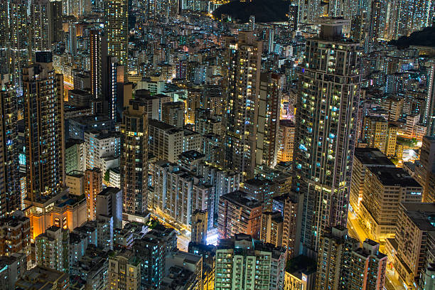istock Hong Kong Building at night - View from condo 539028082