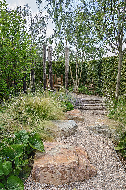 istock The path covered with pebbles on the edges of large 539028092