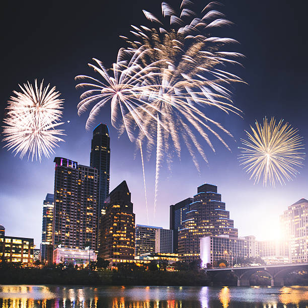 istock fireworks for a national holiday in Austin - Texas 539028142