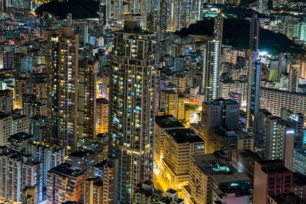 istock Hong Kong Building at night - View from condo 539028192