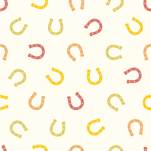 ilustraciones, imágenes clip art, dibujos animados e iconos de stock de patrón continuo de herradura (buena suerte símbolo) - horseshoe seamless backgrounds vector