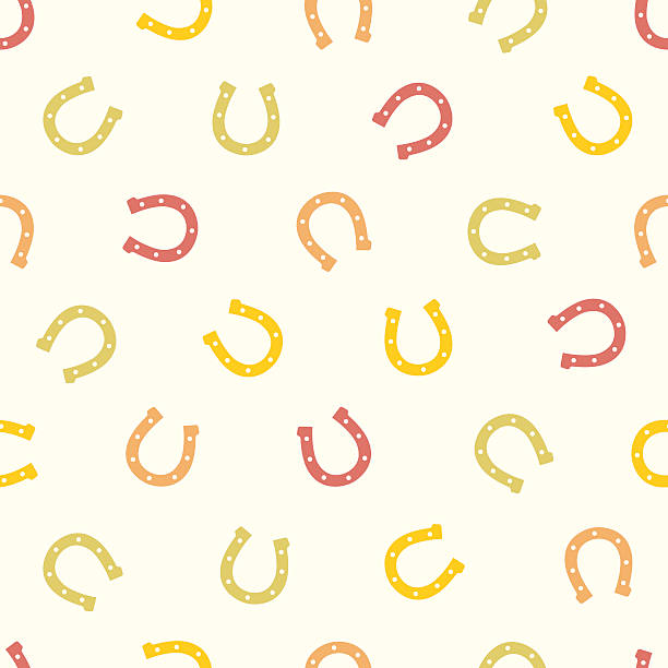 継ぎ目のないパターン-馬蹄型（幸運のシンボル) - horseshoe点のイラスト素材／クリップアート素材／マンガ素材／アイコン素材