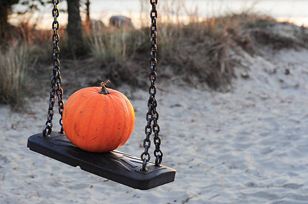 istock Pumpkin on swinging seat 539039545
