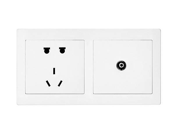 white electric outlet close up photo of a white electric outlet Faceplate stock pictures, royalty-free photos & images