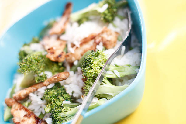 istock Blue bowl filled with fresh rice and vegetable 539055129