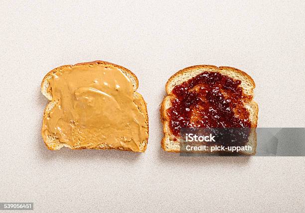 Peanut Butter Jelly Sandwitch Stock Photo - Download Image Now - 2015, Bread, Fifty Percent