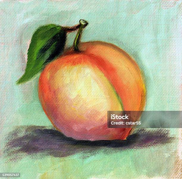 Original Art Acrylic Painting Peach Fruit Stock Illustration - Download Image Now - Fruit, Still Life, 2015