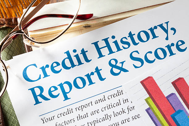 report cronologia e punteggio di credito - report history debt finance foto e immagini stock