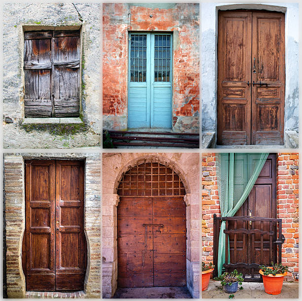 istock Collage of six old wooden doors. Color image 539069811