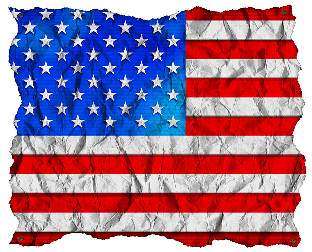 istock USA Flag on Wrinkled Paper with Nails 539070629