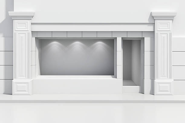 3d store shopfront with big windows