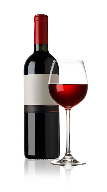 istock Red Wine bottle and glass on white background 539071831