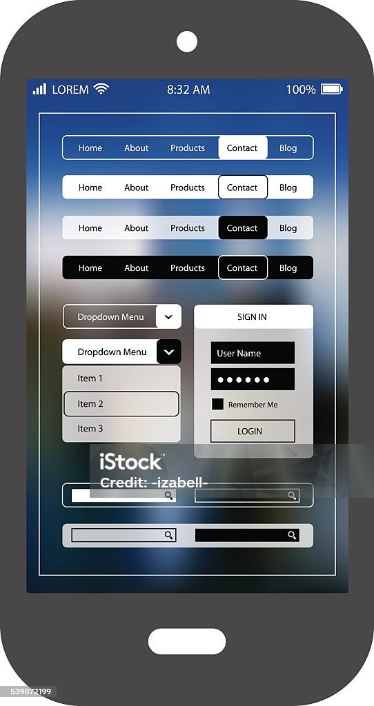 Android Ui Template Potrait Flat Ui Design Smartphone Mobile App Template Stock Illustration ...