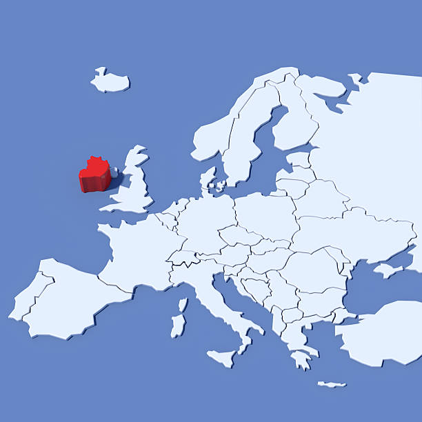 istock Europe 3D map with indication Ireland 539078747