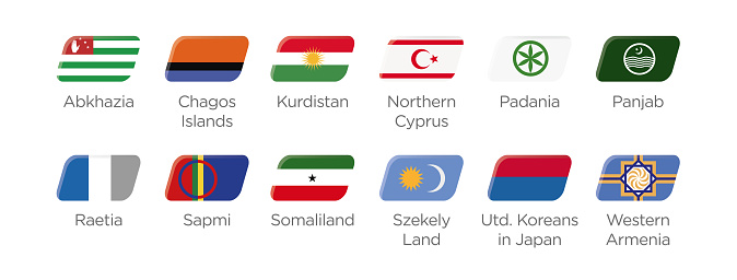 Modern icon set of participating countries to the independent soccer tournament of abkhazia 2016
