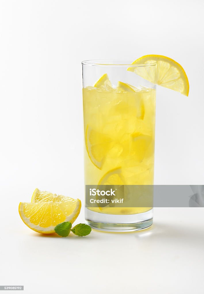 fresh lemon juice glass of fresh lemon juice with ice Lemonade Stock Photo