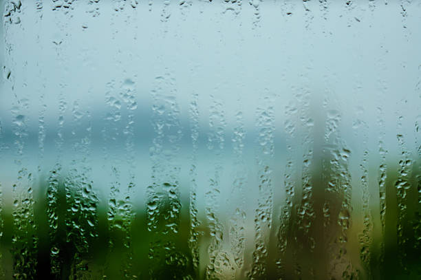 istock Blurred abstract background view of Rain drops on window surface 539088992