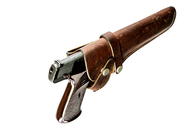 istock Automatic Pistol and Firearm Holster on White Background 539093435