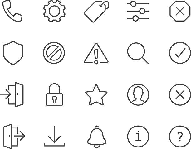 Line Interface Icons Simple Set of Interface Related Vector Line Icons. Contains such Icons as Settings, Log in, Log out, Search, Notification and more. Editable Stroke. 48x48 Pixel Perfect. setting stock illustrations