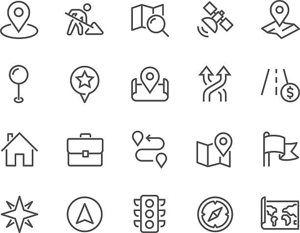 꺾은선형 탐색 아이콘 - computer icon symbol icon set highway stock illustrations