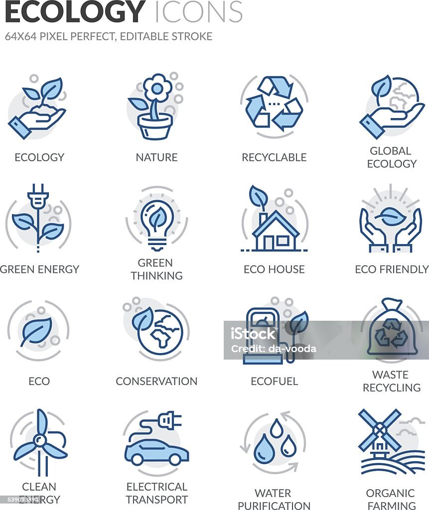 Ligne icônes de l'écologie - clipart vectoriel de Icône libre de droits