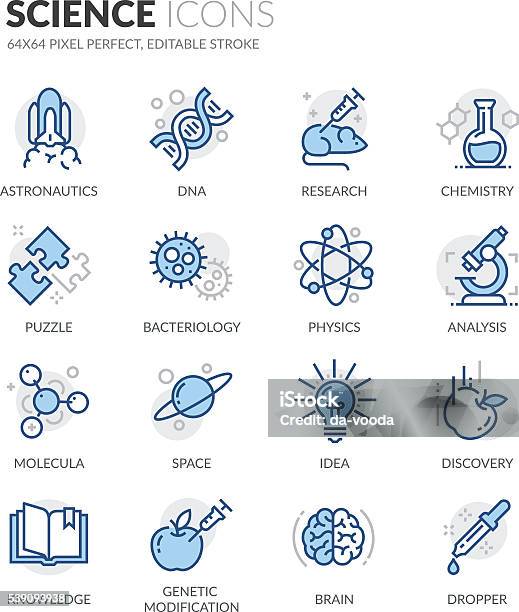 Vetores de Linha Ciência Ícones e mais imagens de Ícone de Computador - Ícone de Computador, Ciência, Imagem a cores