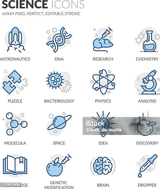Line Science Icons Stock Illustration - Download Image Now - Icon Symbol, Science, Color Image