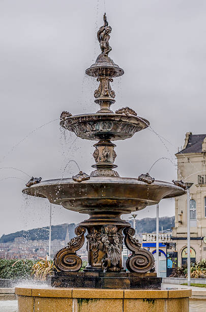 large fountain on westone super mare sea front somerset england, colour image