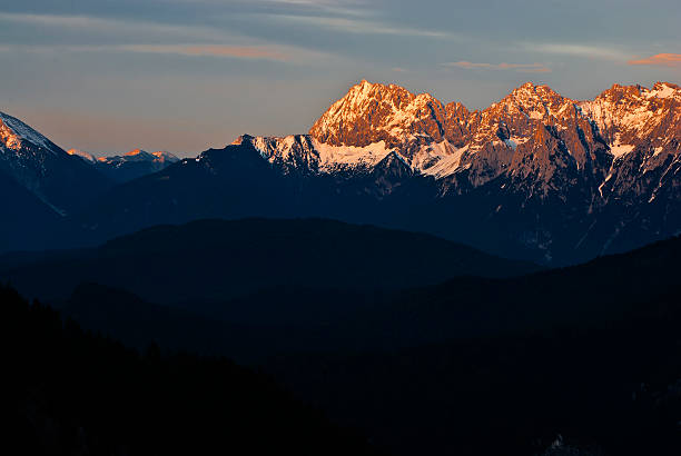 istock Bavarian Wetterstein mountains with snow at dusk 539094520