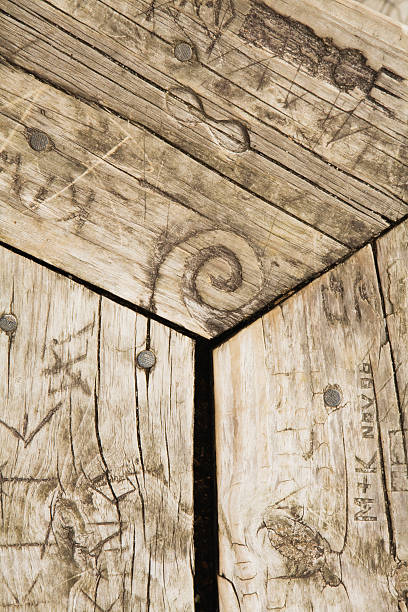 istock Wooden bench with woodcarving 539094897