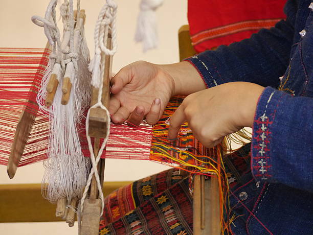 istock weaving thread to become the cotton fabric cloth 539096522