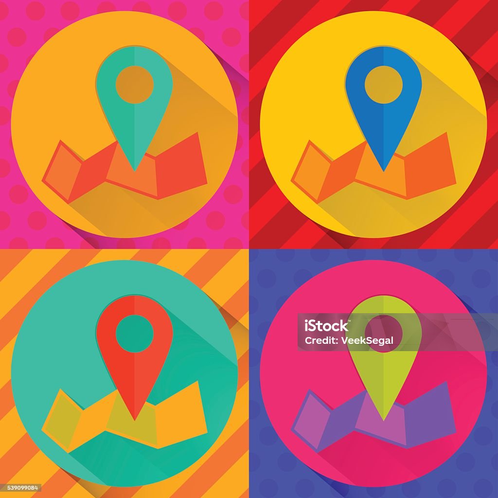Map With Pin Sign Pin On The Map Stock Illustration - Download Image Now - Badge ...