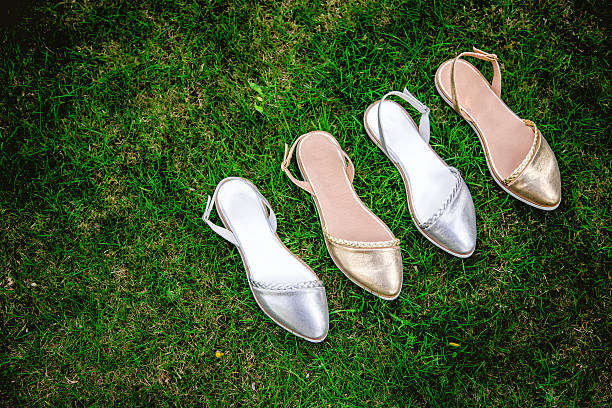 istock and sandals on a green grass, advertising 539099662