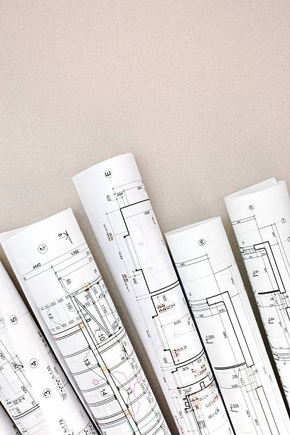 istock architectural blueprints rolls of plans and technical drawings 539102950