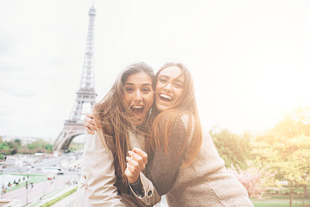 istock Two beautiful young women having fun in Paris 539105184