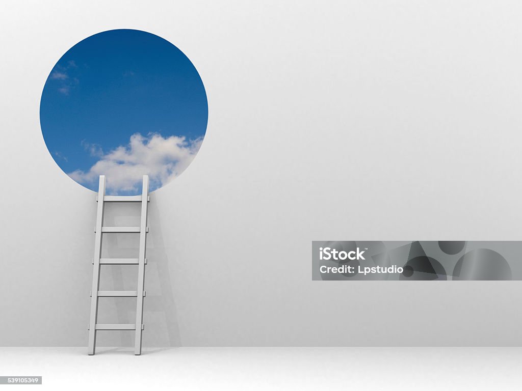 Escada que leva ao céu-renderização 3d - Foto de stock de Oportunidade royalty-free
