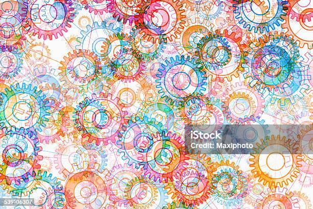 Confusion And Chaos Multicolored Spinning Gears Background Stock Illustration - Download Image Now