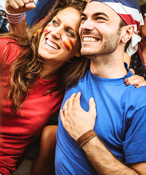 mixed national world supporter at the soccer stadium