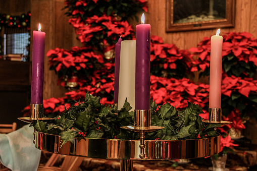 Advent candles at Christmas.