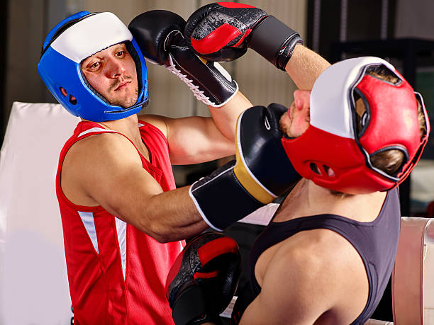 istock Two  men boxer wearing helmet  boxing . 539109004