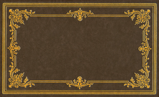 Brown and gold leather book cover