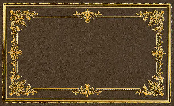 Brown and gold leather book cover