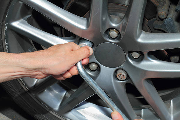 istock Car tires changing close up 539115588